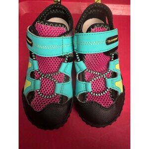 Tsukihoshi Child 17 Teal Pink Mesh Water Sandals Kids US 11 EUR 29 5H 57-2 L013